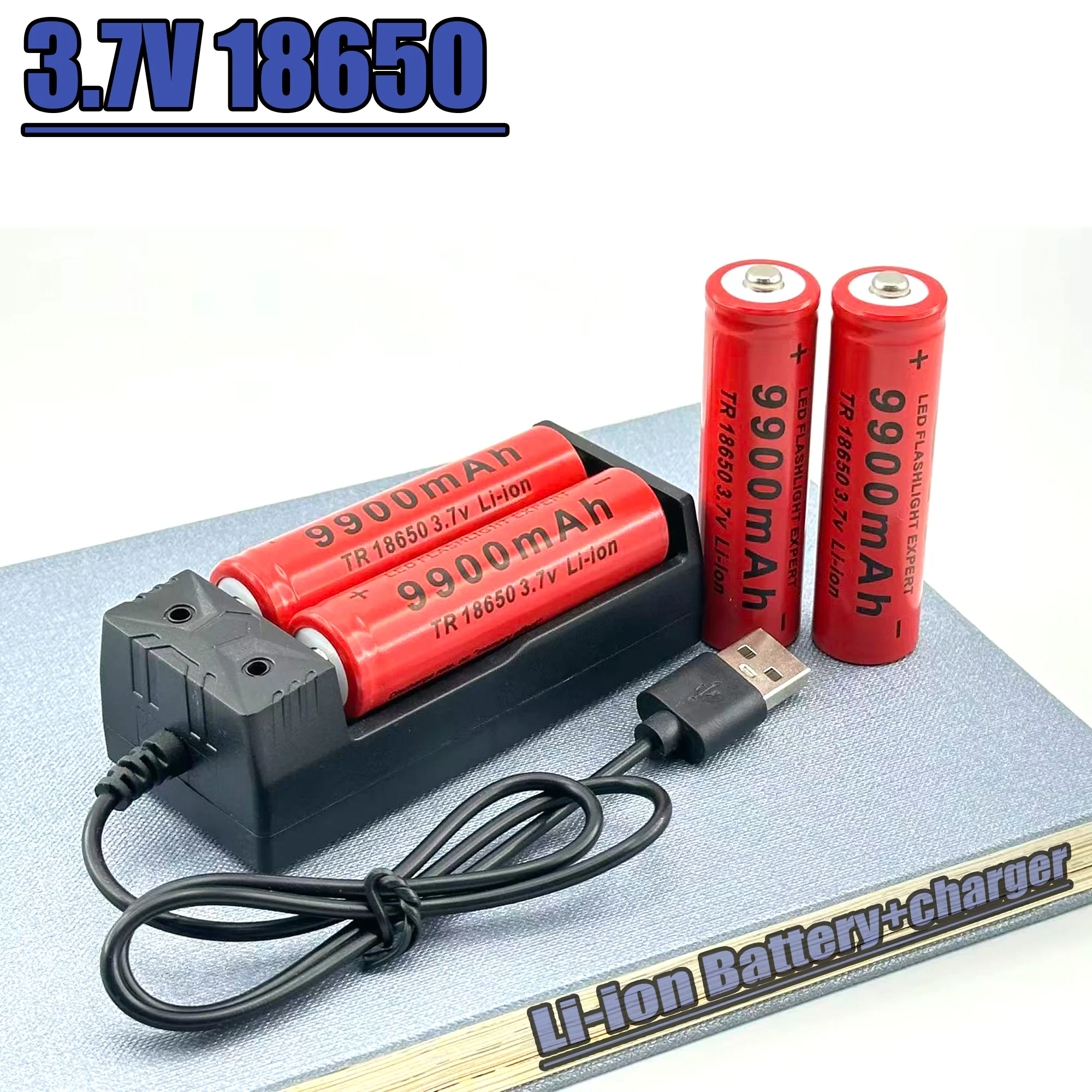 

18650 Battery Rechargeable Battery 3.7V 18650 9900mAh Capacity Li-ion Rechargeable Battery For Flashlight Torch Battery+Charger