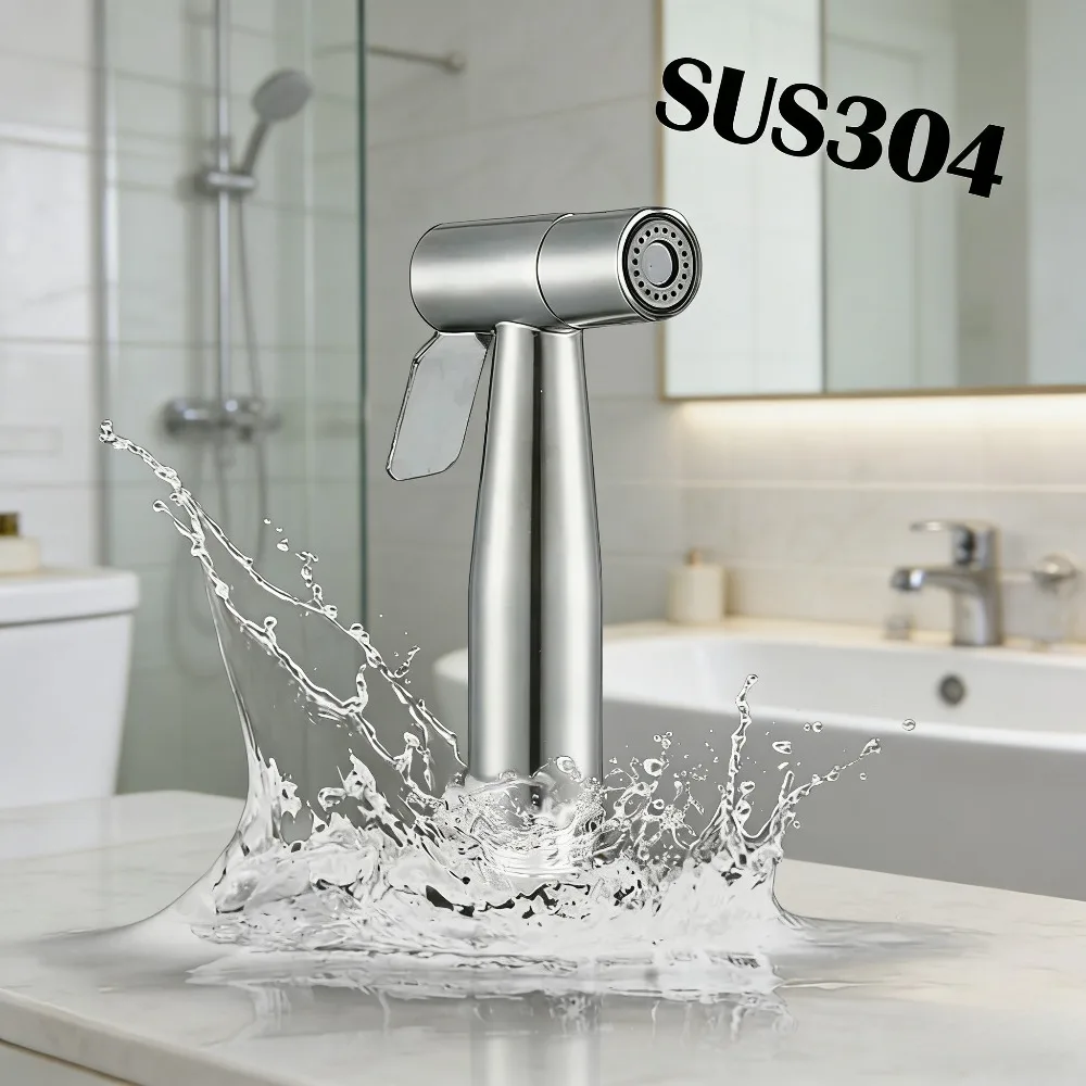

Stainless steel cleaning flush gun, portable bathroom seat booster, outdoor household flushing device