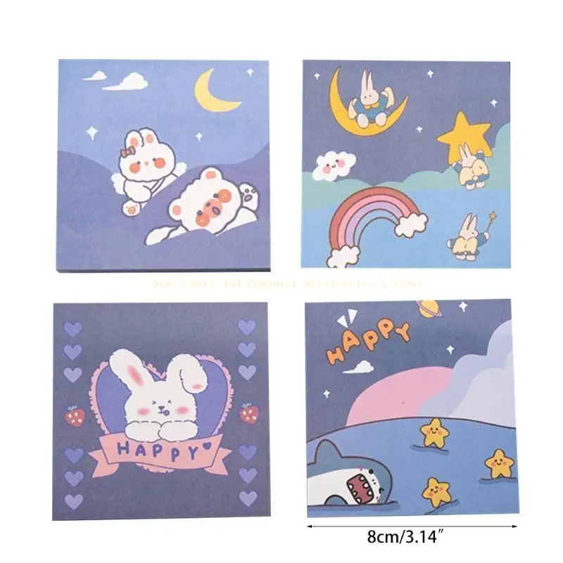 Catatan Sticky Colorful Pads 80 Sheets/Pad Cartoon Notebooks Sticker Kertas Memo Meathing untuk Siswa