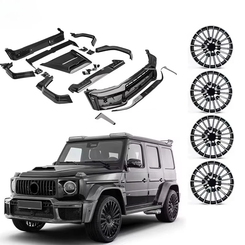مصد G Wagon B800 G800 من ألياف الكربون الجافة مع فتحات عادم G Class W464 طقم تحديث/ترقية السيارة