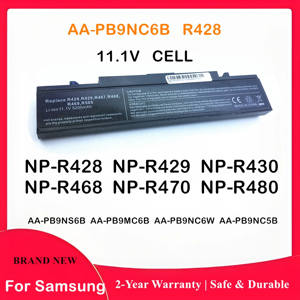 `AA‑PB9NC6B Laptop Battery For Samsung R428 R429 R430 R468 R470 R480 R528 R580 RV411 AA‑PB9NS6B AA‑PB9MC6B 11.1V 48Wh`