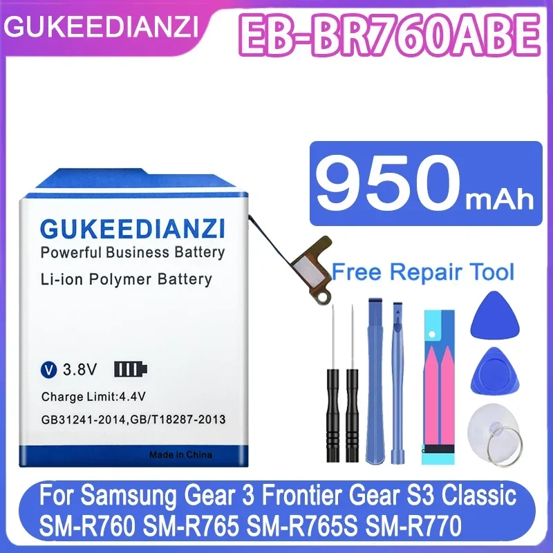 GUKEEDIANZI  Battery EB-BR760ABE 950mAh For Samsung Gear S3 Frontier/S3 Classic EB-BR760A SM-R760 SM-R770 SM-R765 SM-R765S