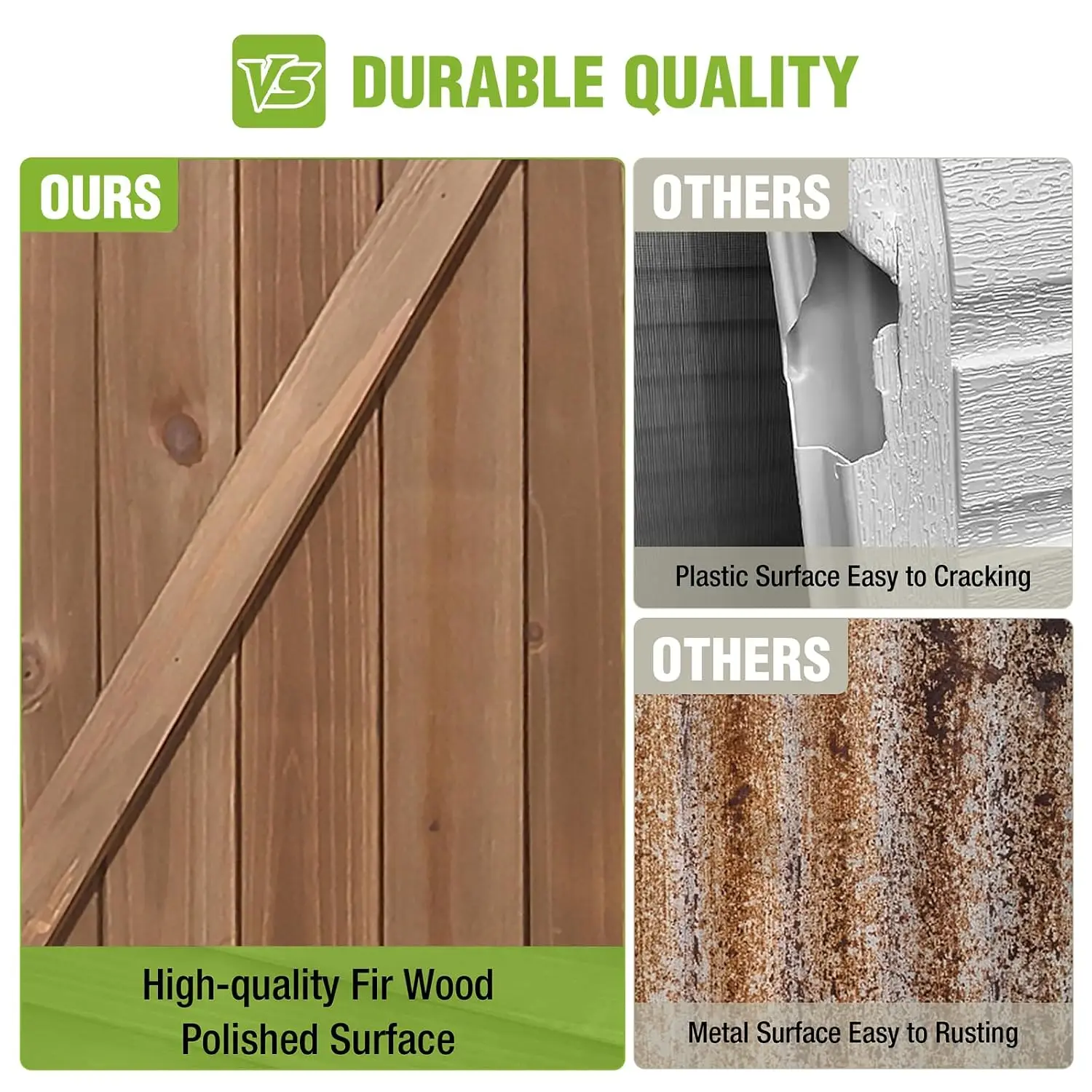Outdoor Storage Shed with Strong Metal Frame, Garden Shed with Adjustable Shelfs and Waterproof Roof, Wooden Tool House