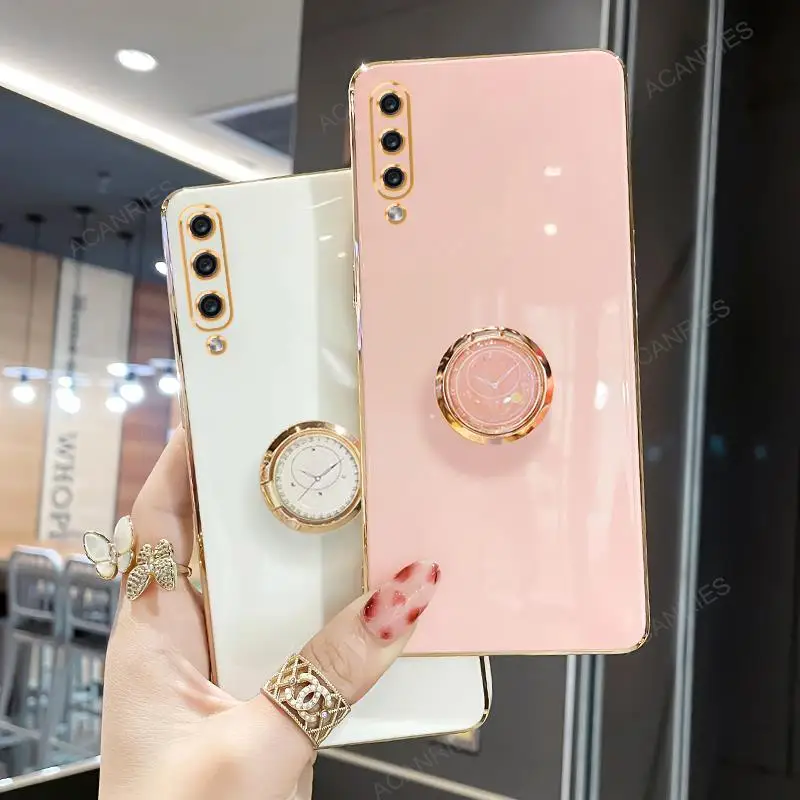 A50s A30s Luxury Plating Ring Holder Stand Case For Samsung Galaxy A50 A70 A7 2018 A30 A20s A10 A11 Silicone Back Cover A 50 70