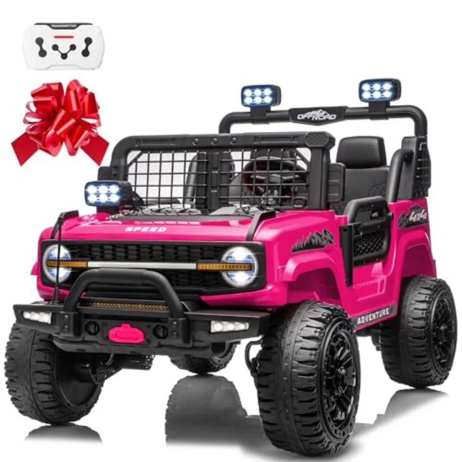 

24V ride-on toys for big kids: 4WD electric car truck with 21 spacious 2-seater, remote control, shock absorbers, Bluetooth, 3-