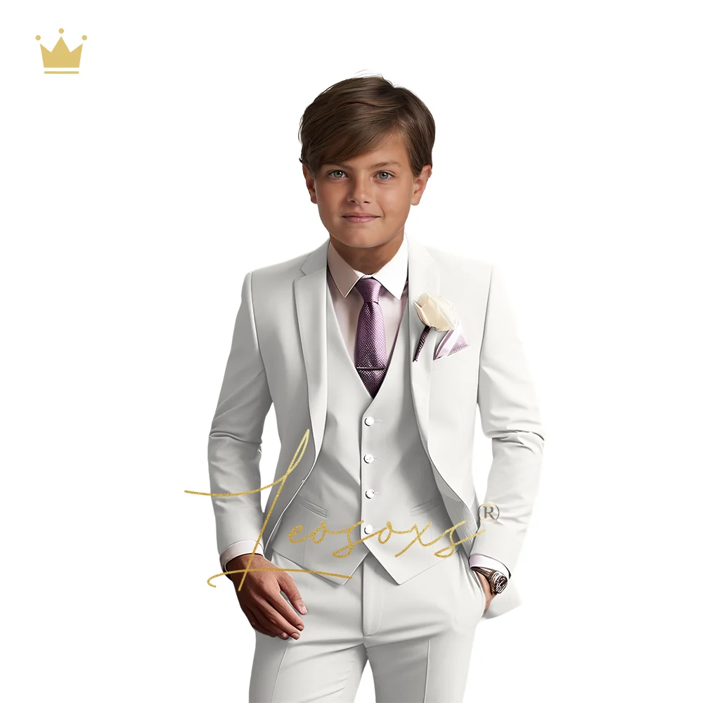 Boys violet wedding suit, elegant children 3~16 years old custom slim dress tuxedo suit (jacket vest trousers)