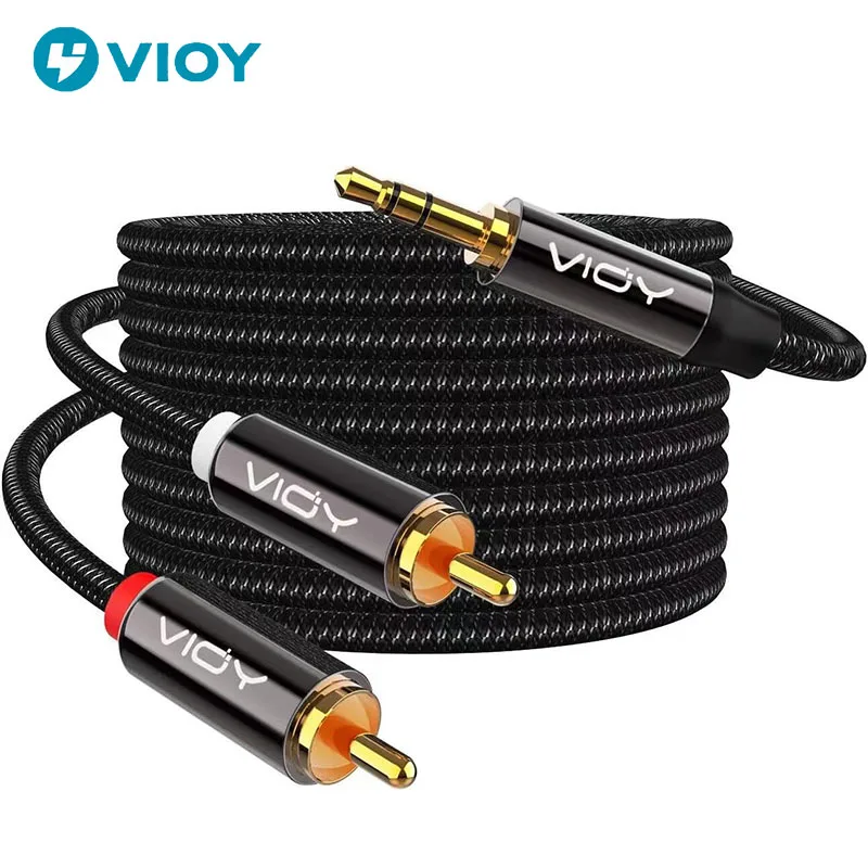 Stereofoniczny kabel audio RCA do 3,5 mm 100% ekran 3,5 mm męski do 2RCA męski Przewód Aux do smartfona Tablet Głośnik Kino domowe HDTV itp.