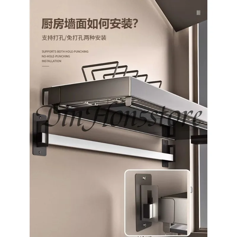 Stainless Steel Wall-Mounted Kitchen Storage Rack Above Sink Dish Draining Rack Pot Tableware Organizer Shelf For Kitchen Window