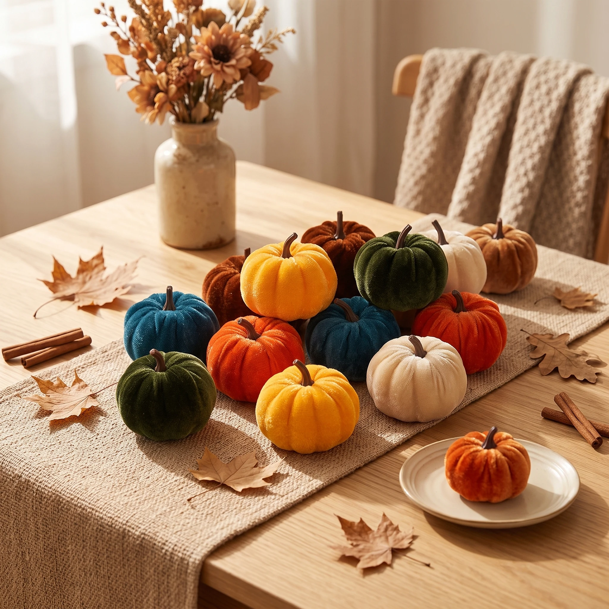 12pcs Velvet Pumpkin Decoration for Halloween Autumn Home Decor Tabletop Garden Ornaments Ideal for Thanksgiving Harvest Parties - view 4