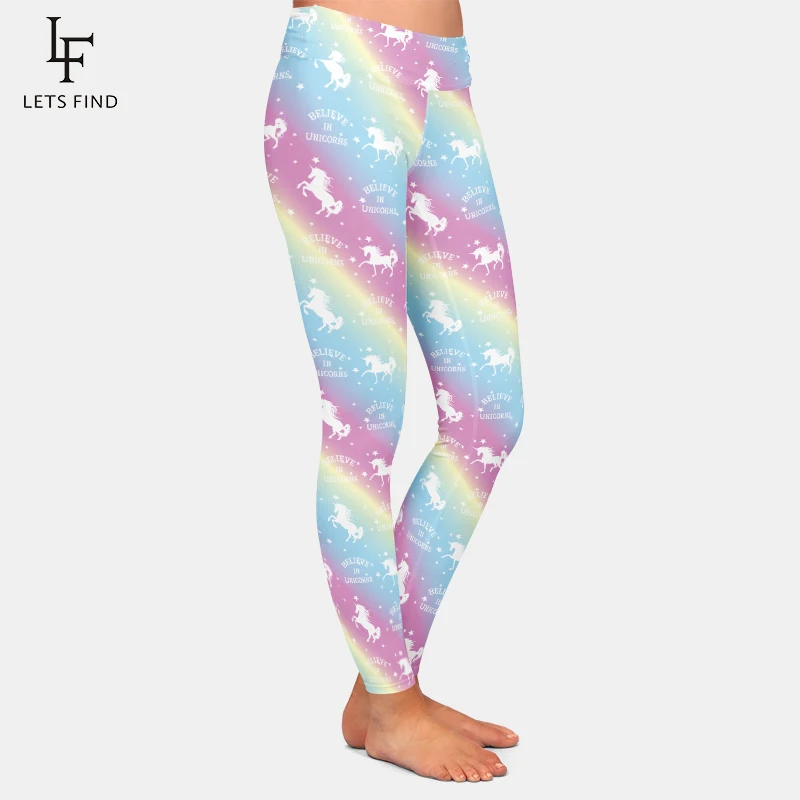 LETSFIND High Quaility 3D Unicorns Print Women Pants High Waist Fitness Slim Soft Stretch Warm Full Leggings