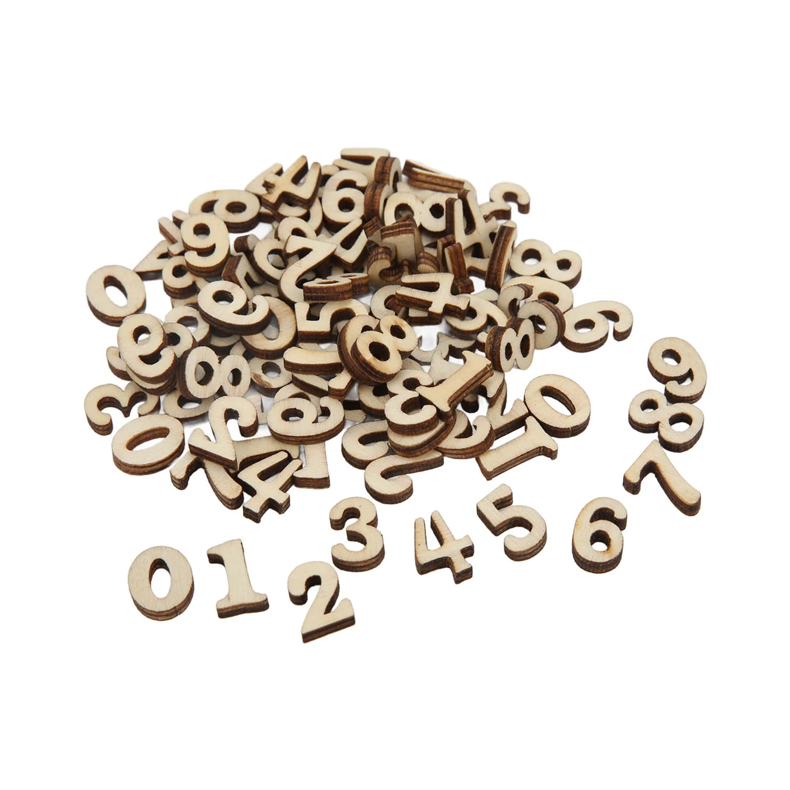 100Pcs Wooden Numbers Natural No Burr Safe Convenient Portable Unique Design Wooden Clock Numbers