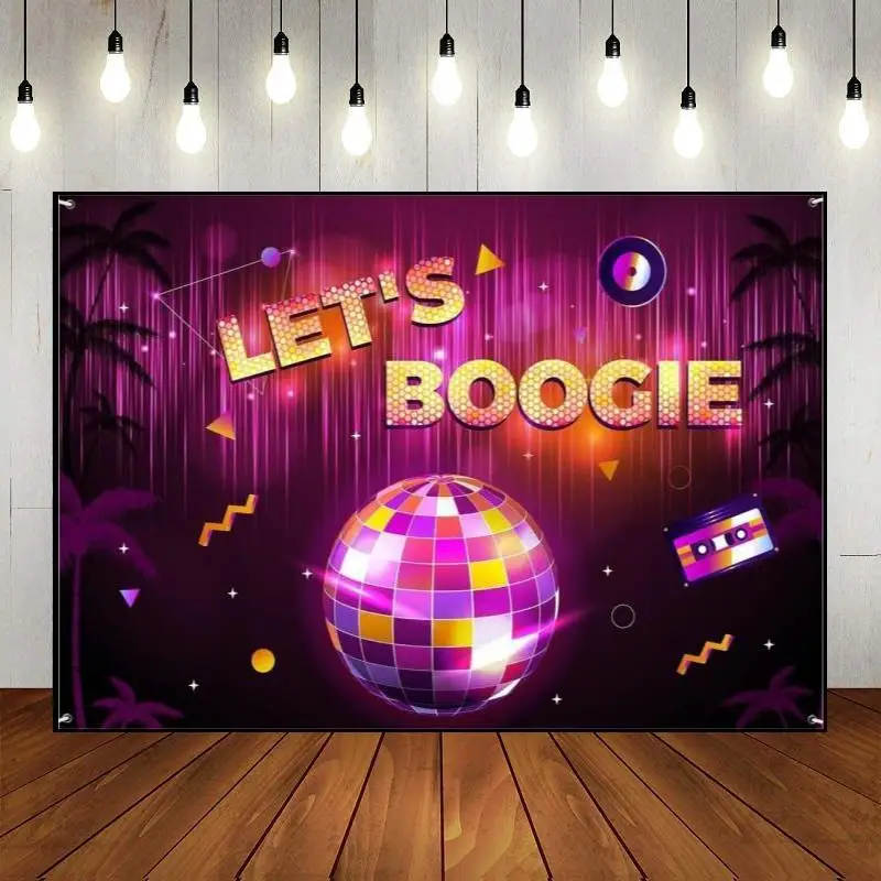 Disco Theme Party Decoration Photo Photography Backdrop Background Wall Dance Adults Happy Birthday Neon Music Banner Night Club