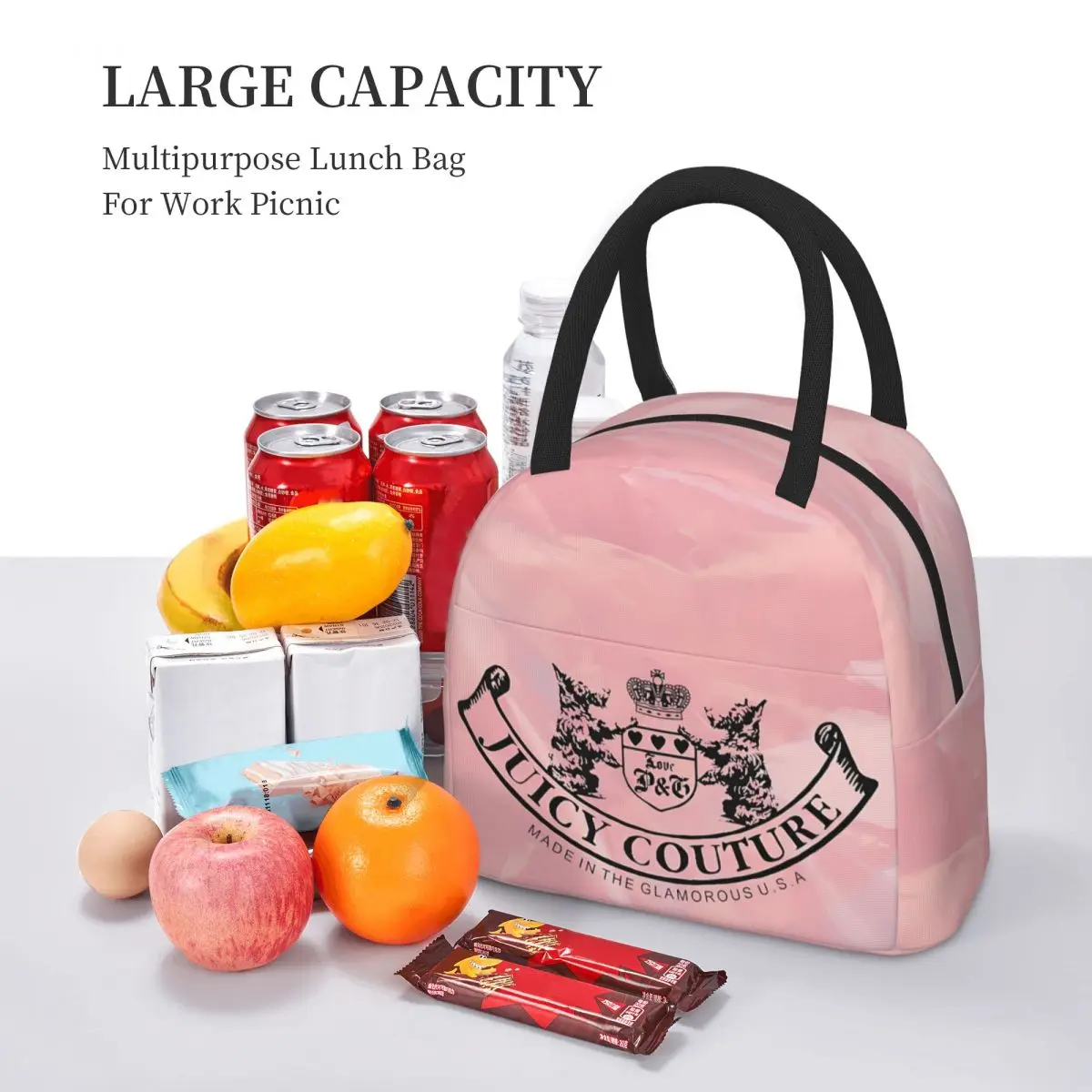 Hot-Sale-Like-Juicy-Couture-Style Lunch Box Women Cooler Thermal Food Insulated Lunch Bag Kids Portable Picnic Tote Bags