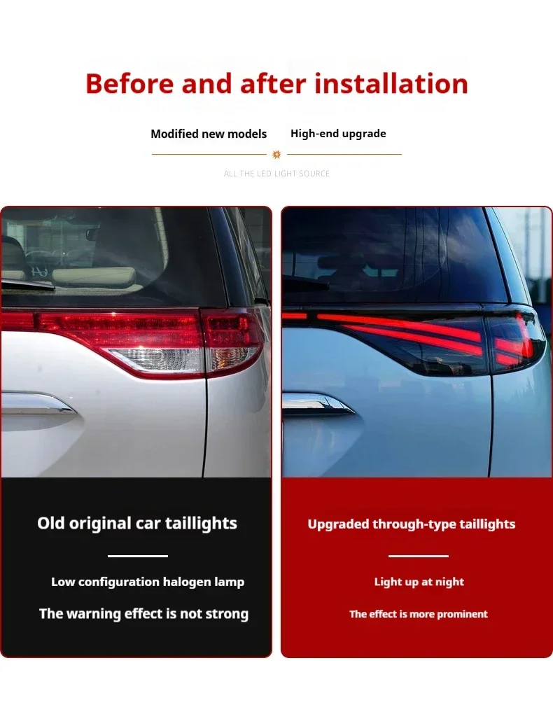 FT Car Light forToyota Previa ACR50 Taillight 2006-2016 LED Tail Lamp Dynamic Turn Signal Light Car Through Taillights Assembly