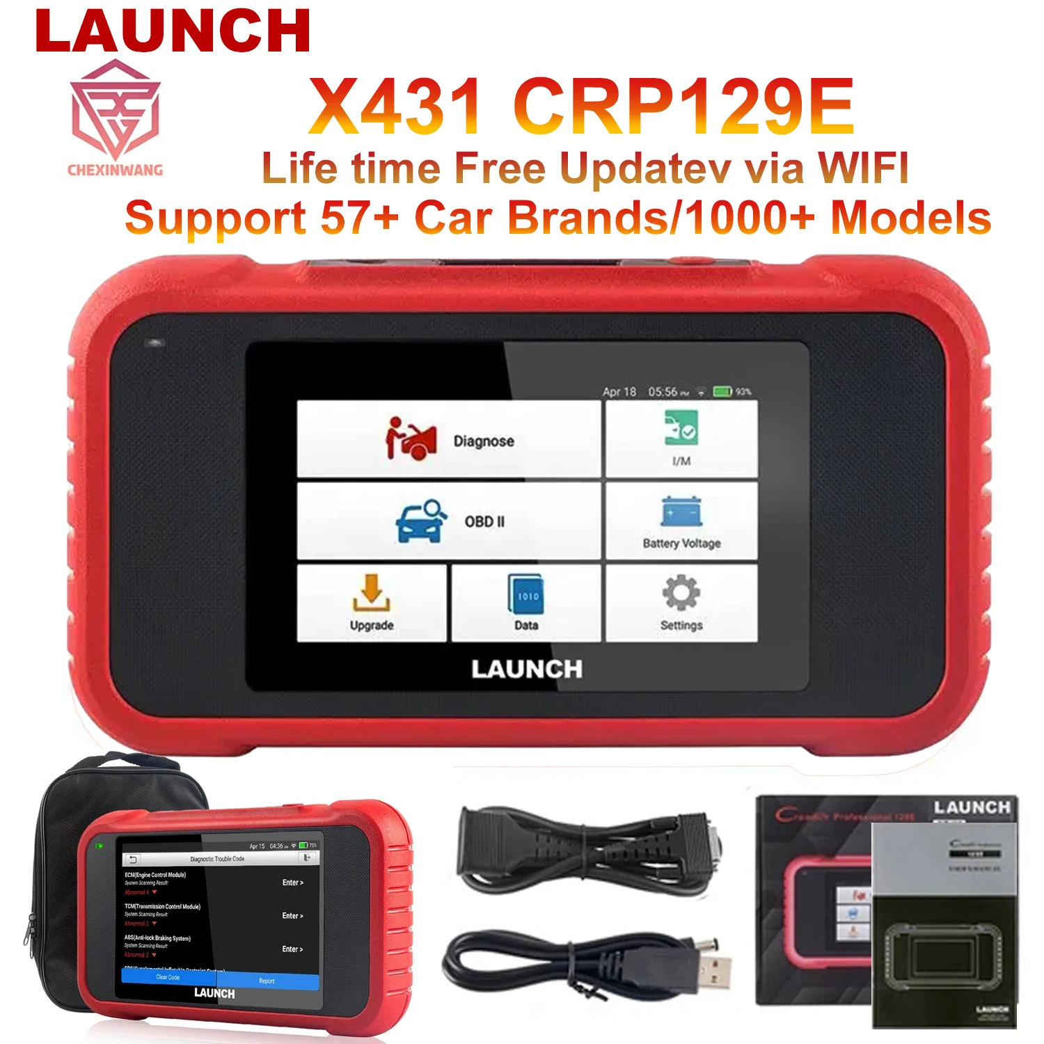 

Диагностический сканер OBD2 LAUNCH X431 CRP129E, ENG ABS Подушка Безопасности SRS, устройство для диагностики автомобиля, устройство чтения кодов, бесплатное обновление