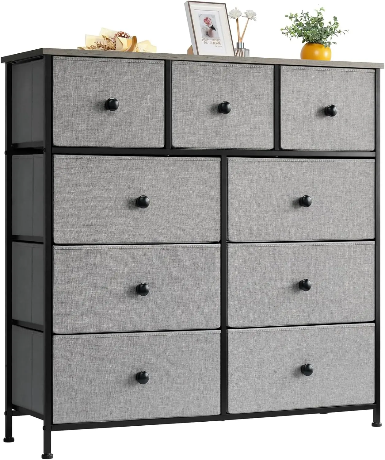 （Free shipping）Chest of Drawers, Sideboard with 9 Fabric Drawers, Drawer Cabinet, Organiser Furniture for Kitchen