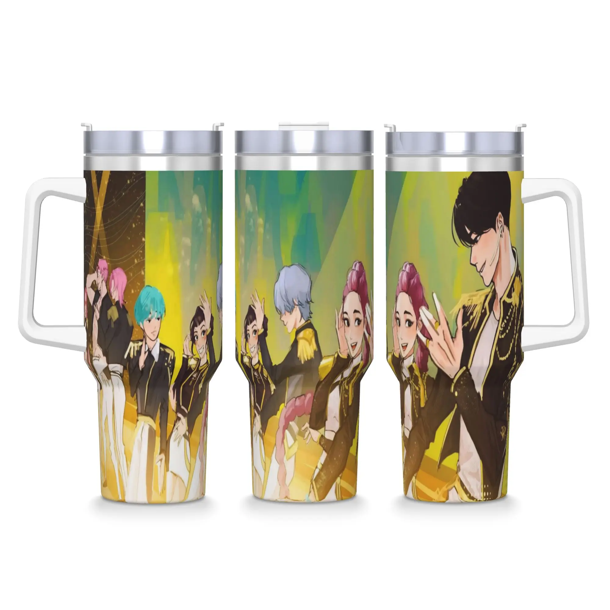 

Demon KPop Stainless Steel Tumbler Beach Thermal Cups With Straws and Lid 40oz Car Mugs Cold Drink Water Bottle