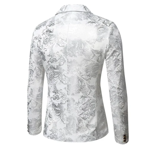 Imagen 2 del producto Blazer chaqueta para hombre moda negocios guapo estilo británico Casual Slim-fit estampado boda trabajo Hot Chick en el Bar Blazers