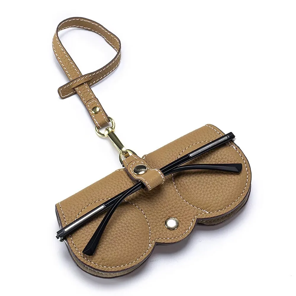 Woman Bag Genuine Leather Portable Sunglasses Storage Bag Lady Glass Bag Top Layer Cowhide Air Cushion Protective Glasses Case