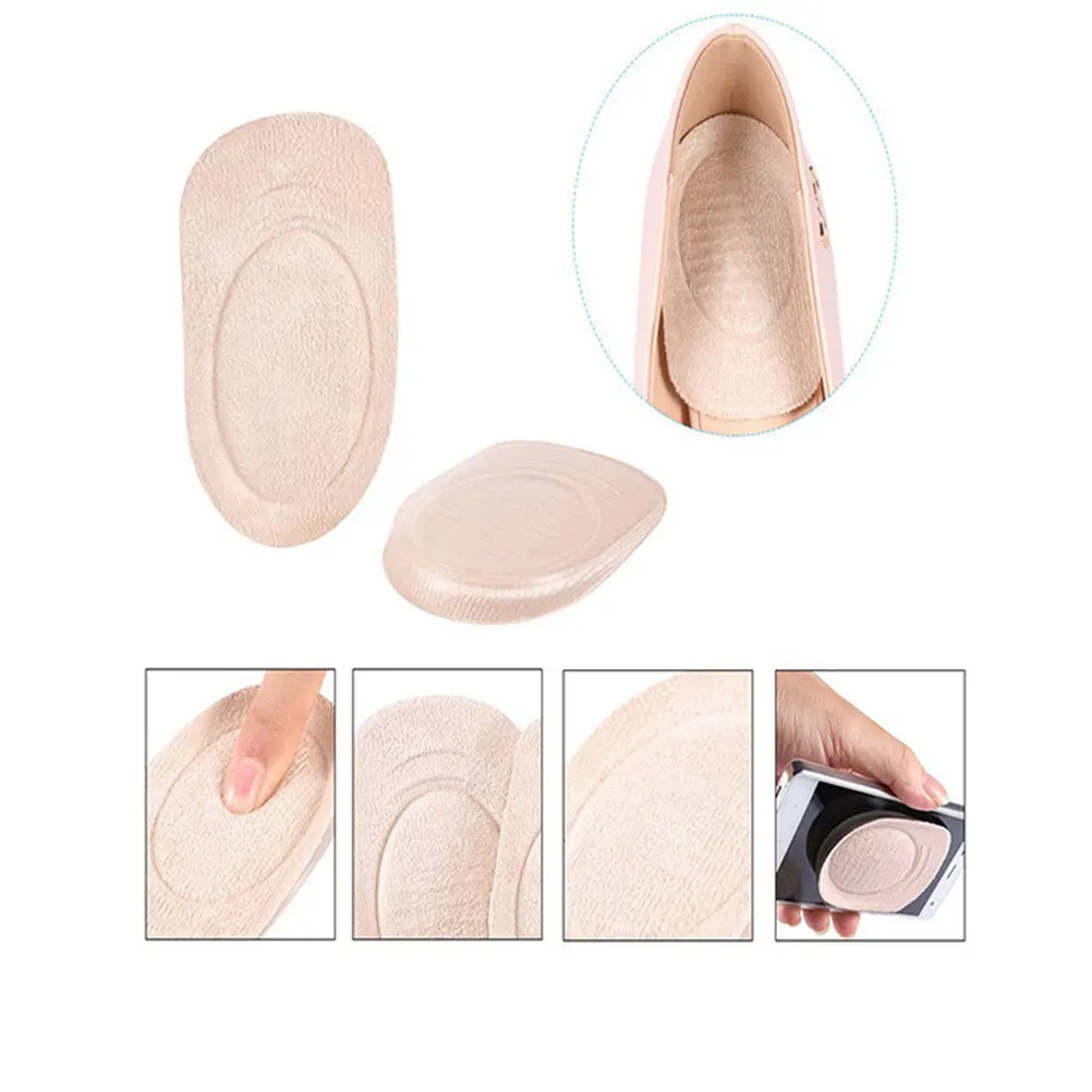 1 زوج منصات جل نصف وسائد الأحذية للنساء السيدات الكاكي حجم L أداة العناية بالقدم كعب دعم وسائد الكعب الدافئة #1