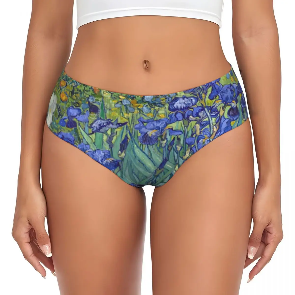 Custom Irises By Vincent Van Gogh Brief Panties Womens Stretch Art Flowers Painting Underwear