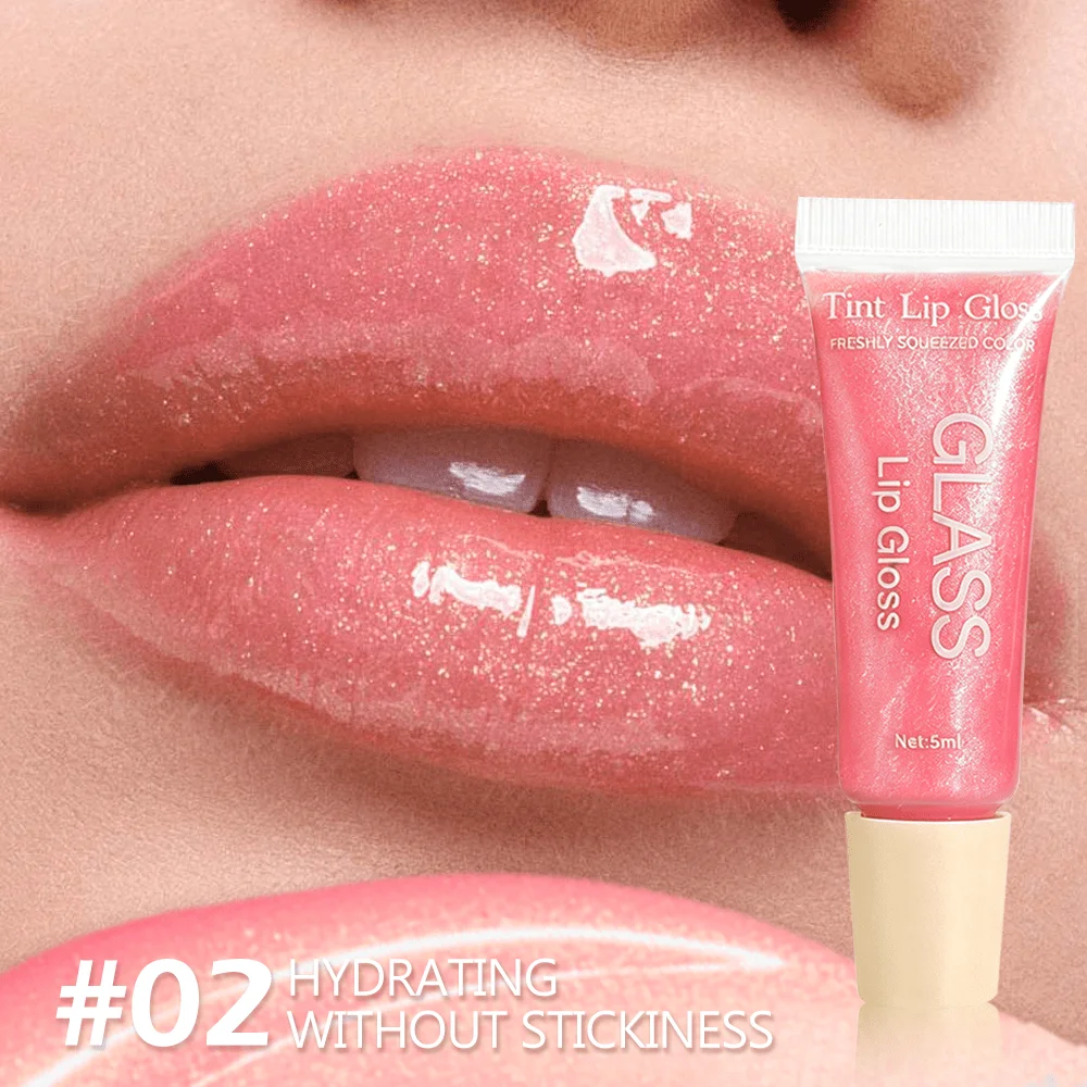 JUJU DREAM Glass Tint Lip Gloss Shimmer Hydrating Plumping Glossy Finish Long Lasting Waterproof Moisturizing Lip Oil Makeup