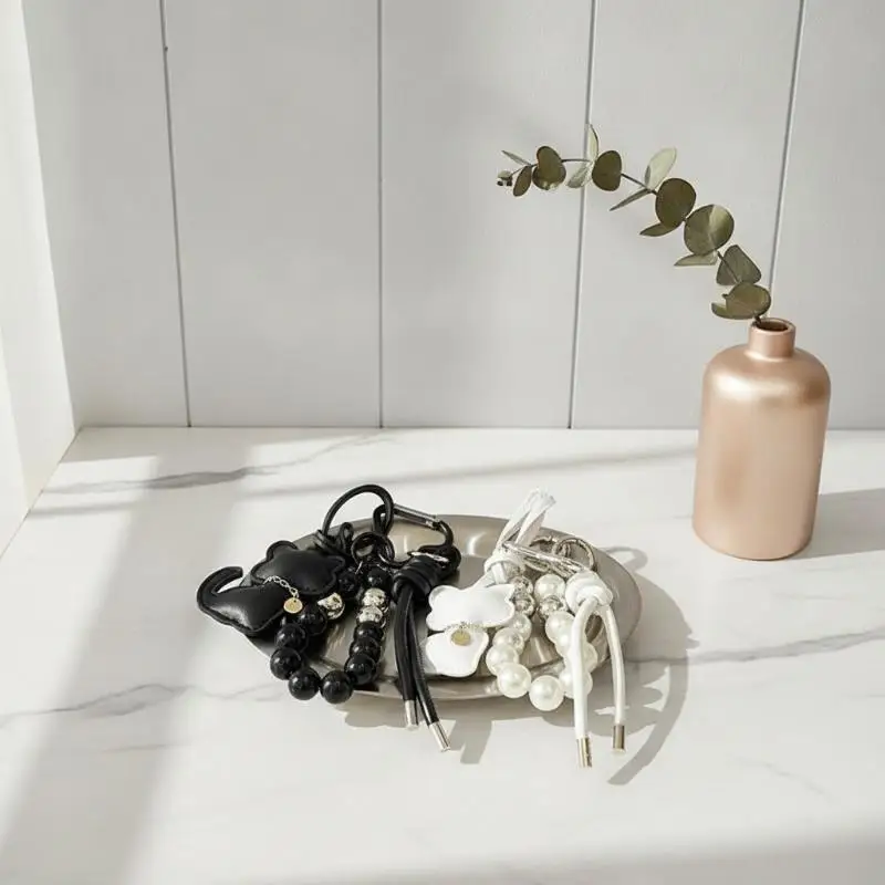 1 Stück Handtaschen-Schlüsselanhänger, Neue Imitationsperlen-Katzen-Handykette, Geschenk, Hängeornament, Anhänger für Frauen und Mädchen – Detail 14