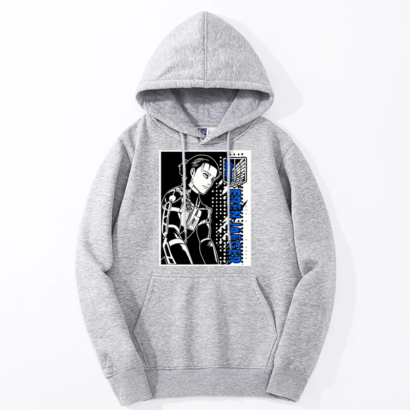 Masculino japonês Anime Attack on Titan Hoodies, Eren Jaeger, traje gráfico de manga manga, pulôver quente, manga comprida, streetwear esportivo