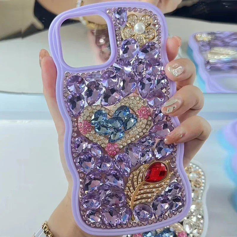 Rhinestone Case for Women, Bling, Glitter, Love Heart, Diamond, Phone Case for iPhone 15, 16, 14 Pro Max, XR, 16Pro, Nice