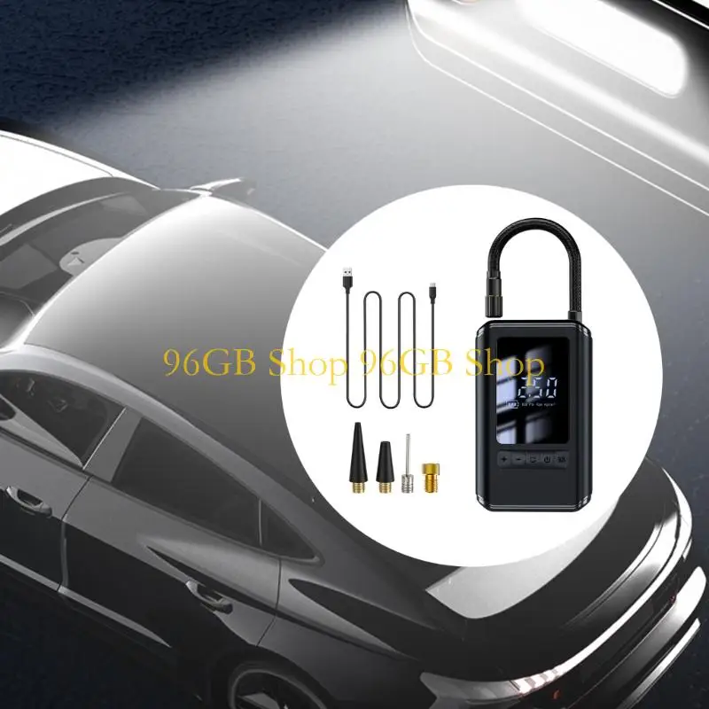 96GB Tire Inflator with Backlit Flashlight Pressure Gauge Portable Air Compressor