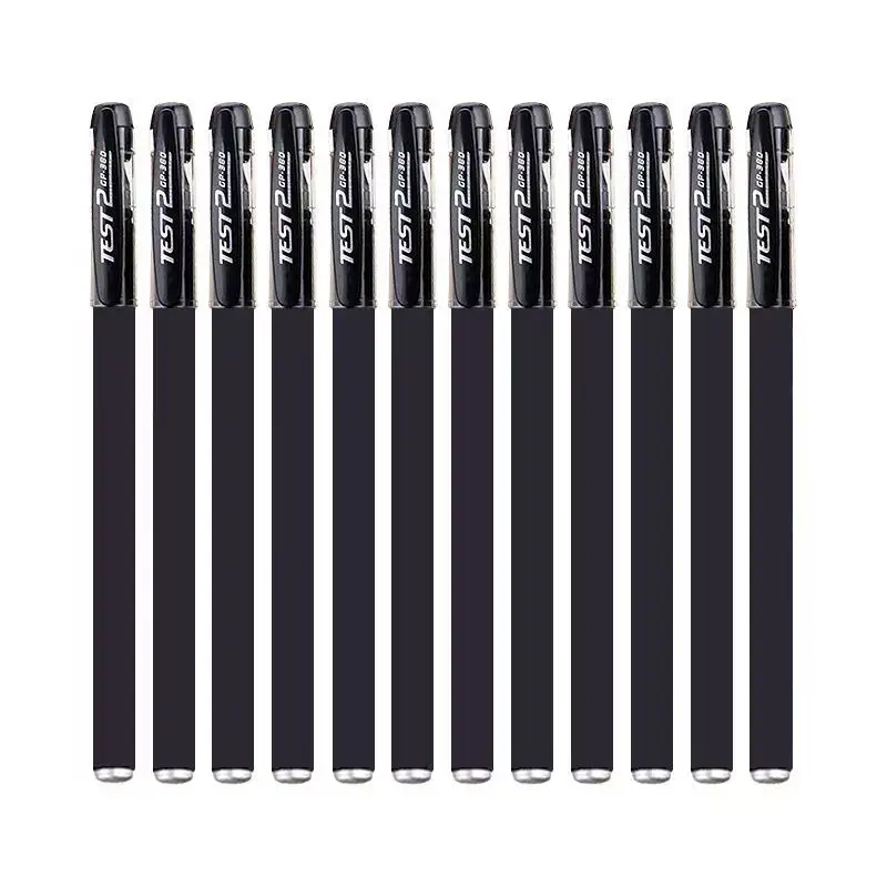 12-PCSBlack قلم محايد اللون لامتحانات الطلاب اللوازم المكتبية قلم توقيع بسيط أداة الكتابة لوازم الأعمال
