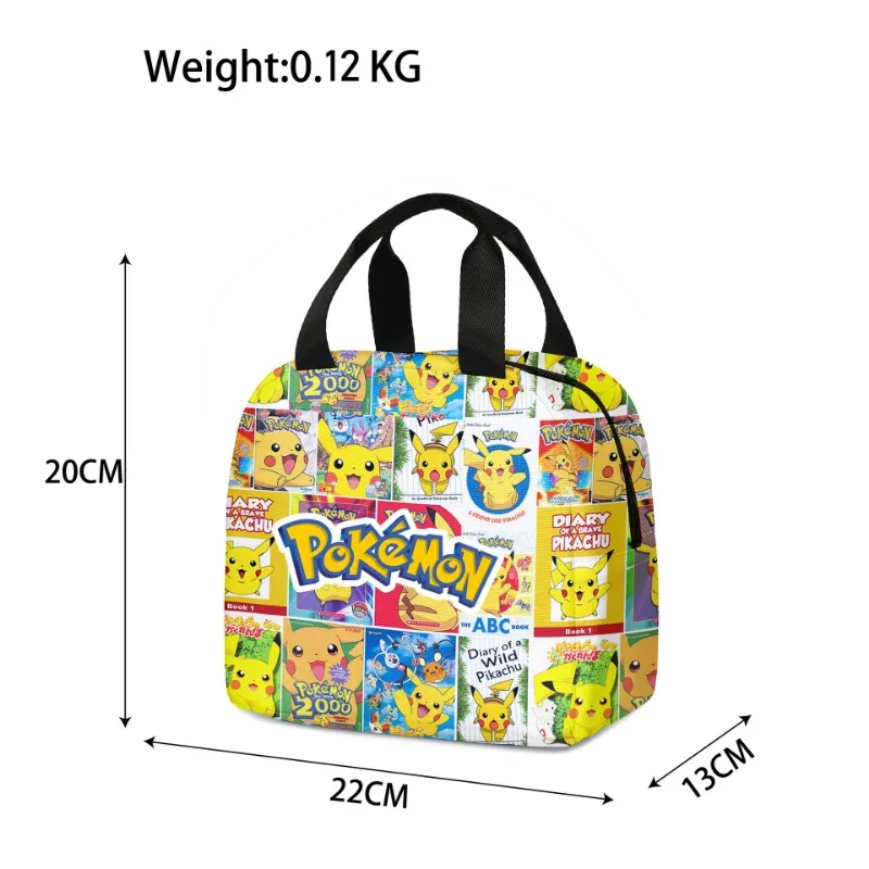 Kawaii Pikachu Portable Lunch Box Cute Pokemon Large Capacity Storage Bag Adult Handbag Children School Camping Picnic Box