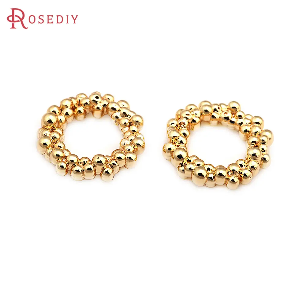 10PCS 18K Gold Color Brass Round Wreath Charms Pendants High Quality Diy Jewelry Making Necklace Earrings Accessories for Women