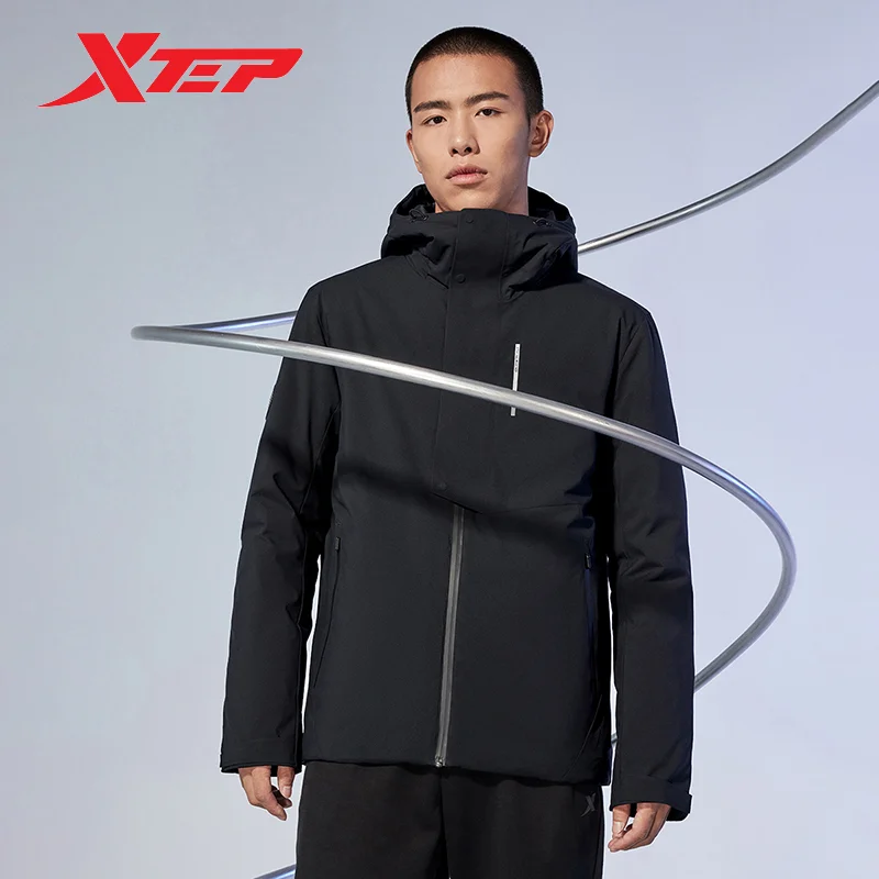 Xtep Down Jacket For Men 2023 Winter Leisure Comfortable Keep Warm Men\'s Coat Hooded Wind Proof Street Style Tops 877429190016