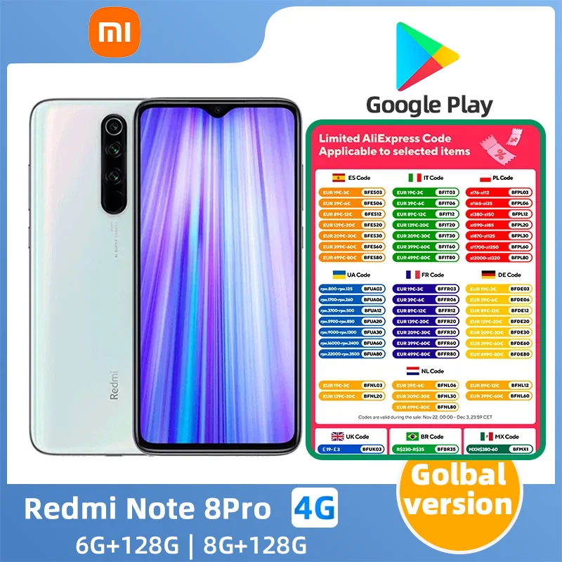 Xiaomi Redmi note 8pro  4G Unlocked 128G 6.53inch Screen All Colours Good Condition used phone