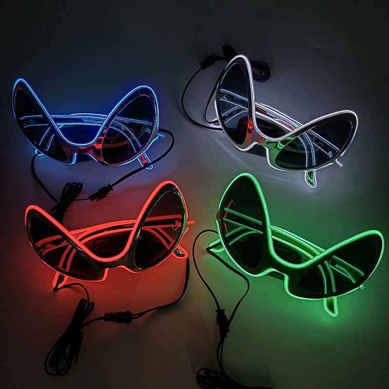 Funny Neon Glowing ET Glasses LED Luminous Alien Glasses For Halloween Party Supplies Light Up Eyeglasses Men Women Accessories