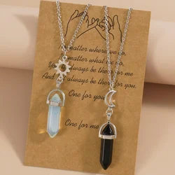 Personalized New Hexagonal Prism Pendant Sun Moon Card Necklace Couple Crystal Pendant Jewelry