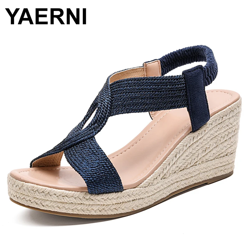 

Women's Espadrille Sandals Comfortable Slip-On Hollow-Out Platform Wedge Heels Sandals Women Rome Gladiator Big Size 43