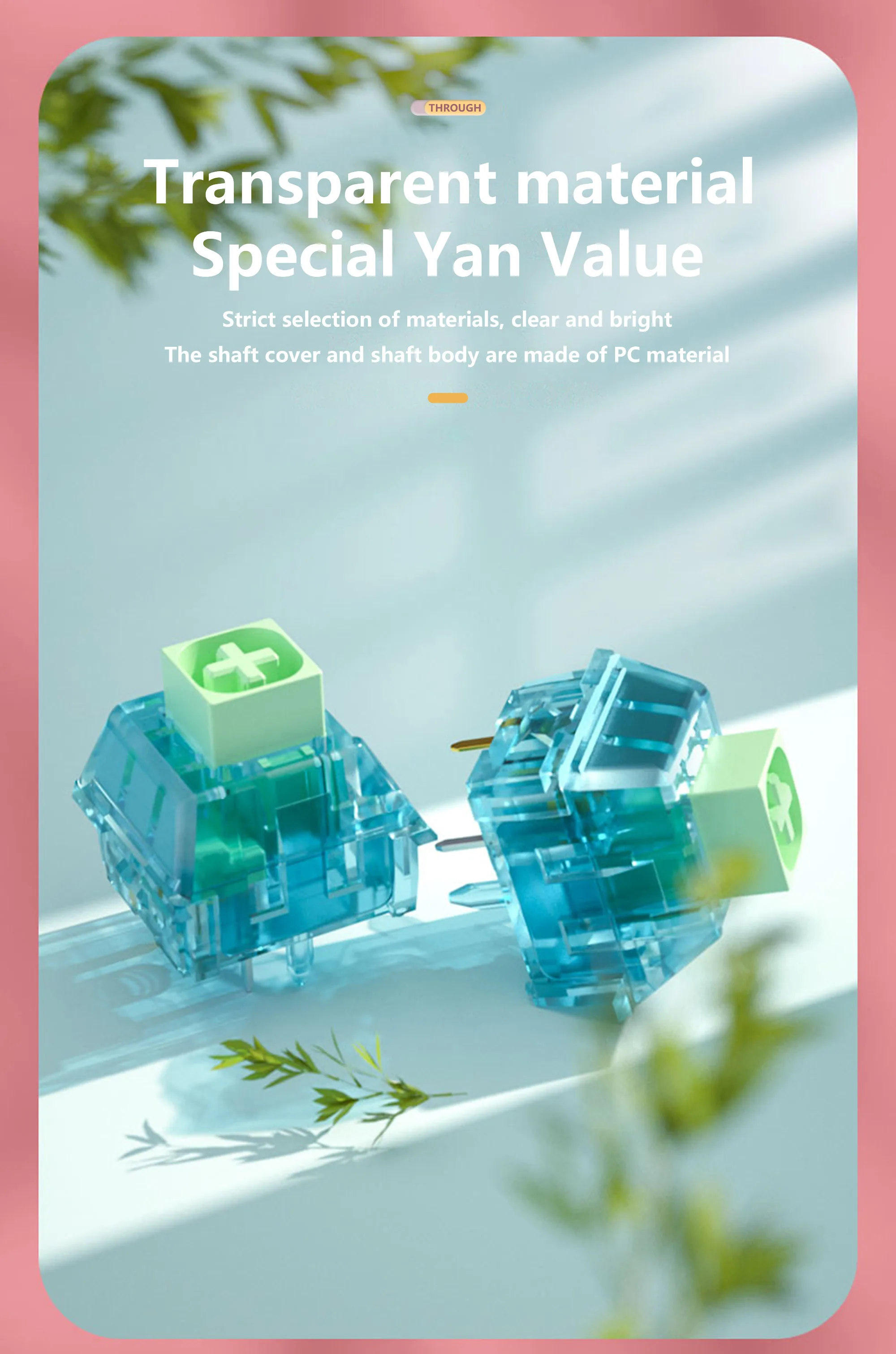 Kailh BOX Zhixia Interruttore Suono etereo Paragrafo Classe Interruttore ciano Crisp Pre Lubrificato Interruttore tastiera meccanica 5 pin POM FAI DA TE