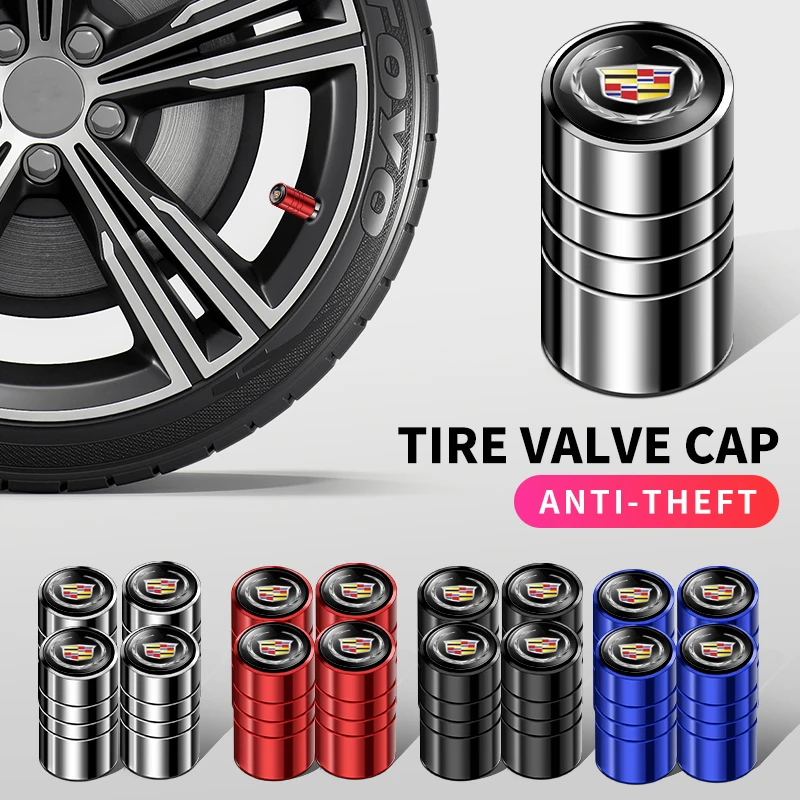 

4Pcs/set Car Wheel Tire Air Valve Caps Stem Covers Exterior Accessories for Cadillac Seville XT4 CT4 CT5 ATS SLR STS EXT CTS
