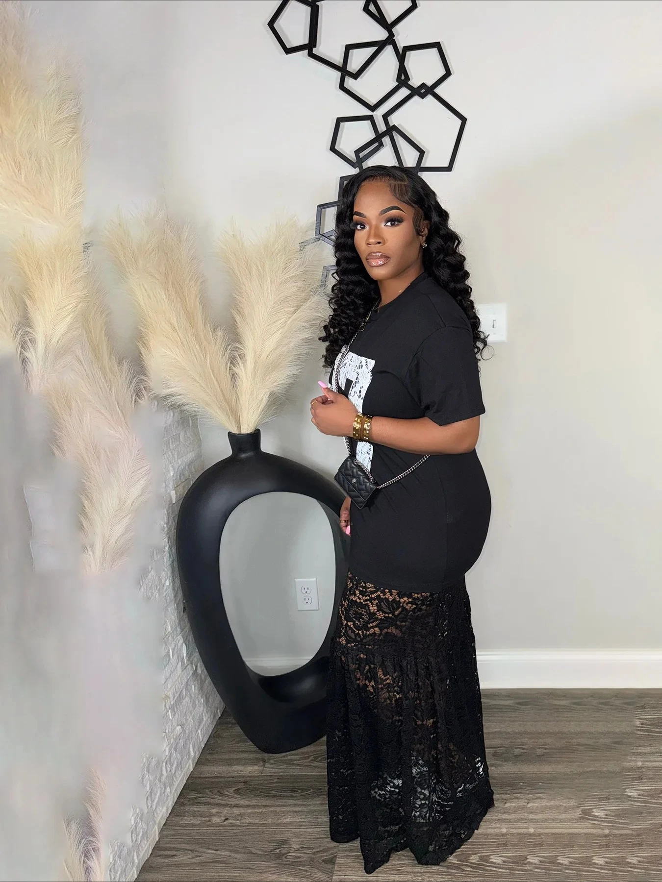 BWQ Vrouwen Kant Zien Hoewel Korte Mouw Maxi Lange Jurk 2025, Zomer Verjaardag Vakantie Casual Straat Sexy Feestjurken 2025