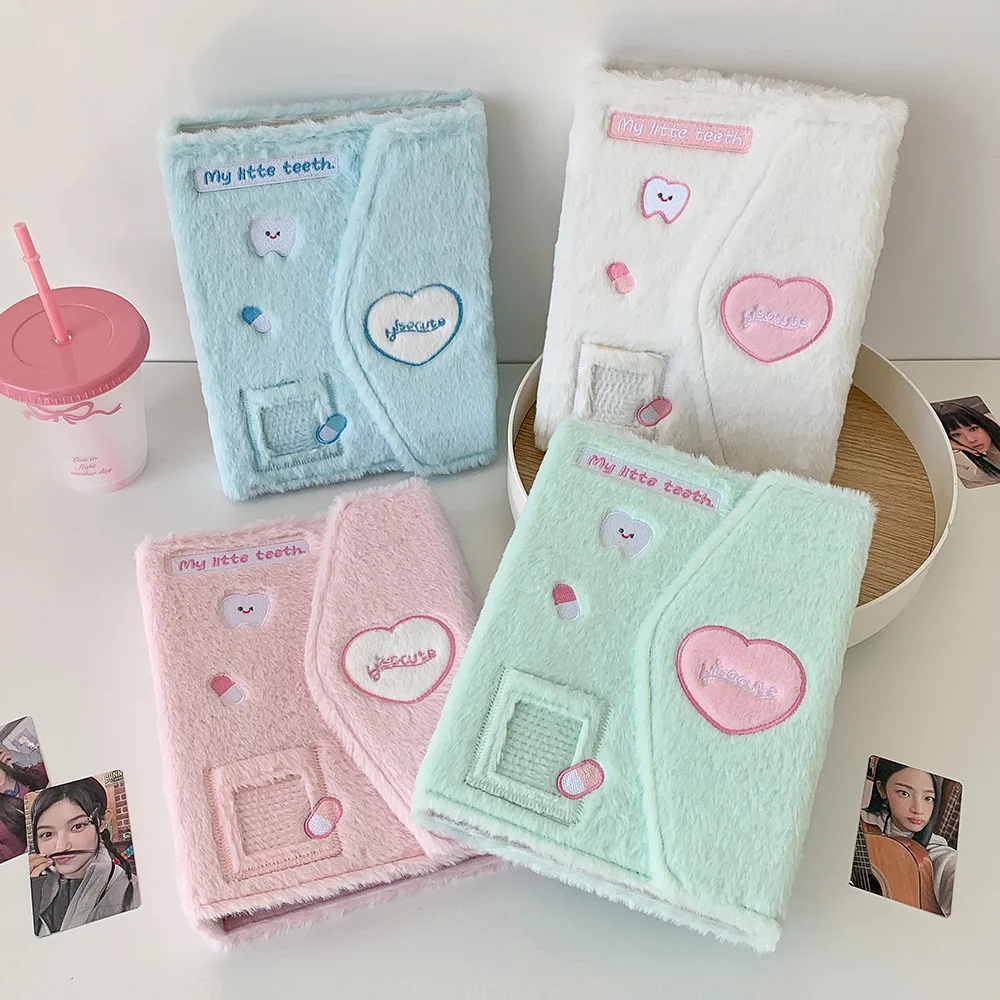 Cartoon A5 Plush Photo Album Six-Hole Magnetic Loose-Leaf Storage Book for Girls 3inch Star-Chasing Card Book Office Stationery