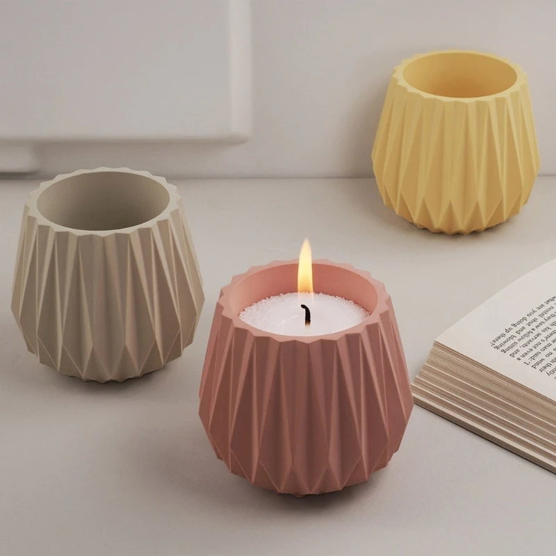 DIY Unique Cement Faceted  Candle Cup Silicone Mold Desktop Decoration Small Vase Succulent Planter Flowerpot Epoxy Resin Mould