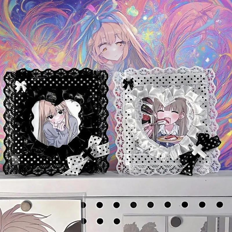 Lace Angel Style Photocard Frame for 3 Inch Kpop Card Handmade Bow Photo Holder Card Protector Photo Sleeves Bus Card Case 2025