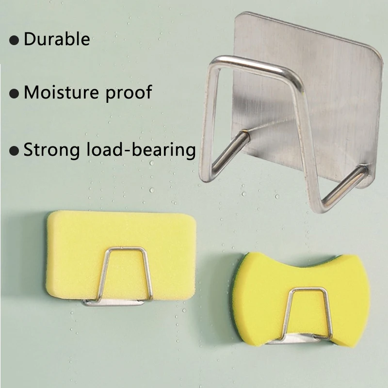 Stainless Steel Sponges Holder Drain Drying Rack Storage Holders Self Adhesive Drain Drying Rack Kitchen Storage Accessories