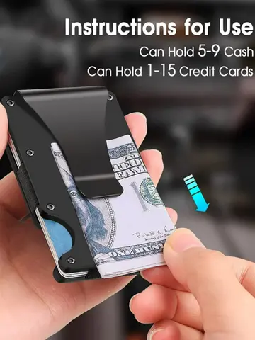 Slim Wallet For Men - Front Pocket RFID Blocking Minimalist Wallet For Men - Metal Wallet With Money Clip For Men