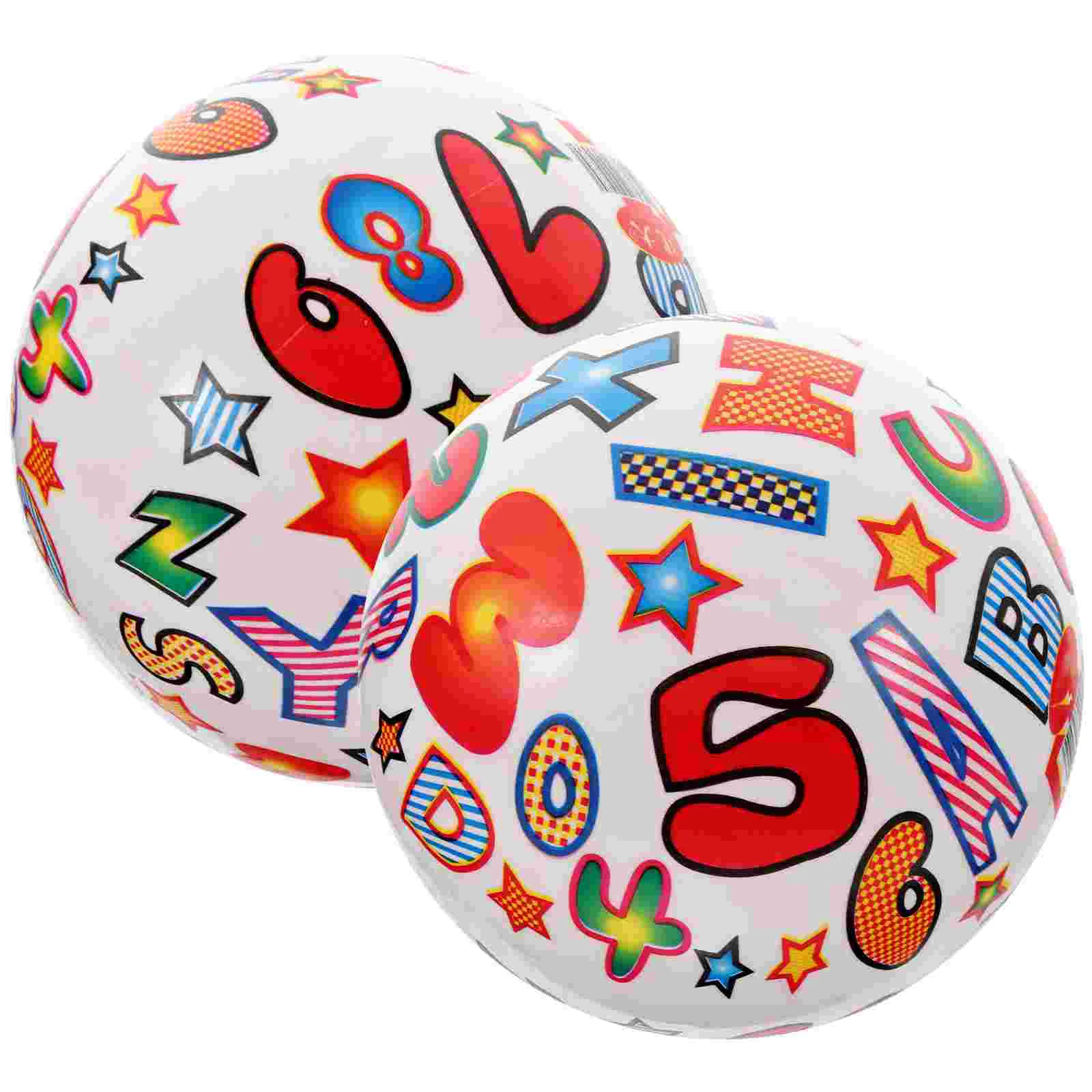 

2 Pcs 85 Inch Small Inflatable Ball with Letters Beach Balls for Playing Pool Toys Swimming Printing