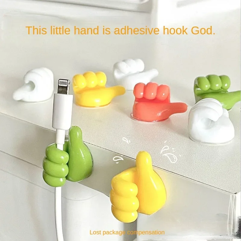 Thumb Cord Manager Hook Hub Creative&Cute Data Cable Storage Fixation Non-marking Non-punching Sticky Hook Organizador Cables