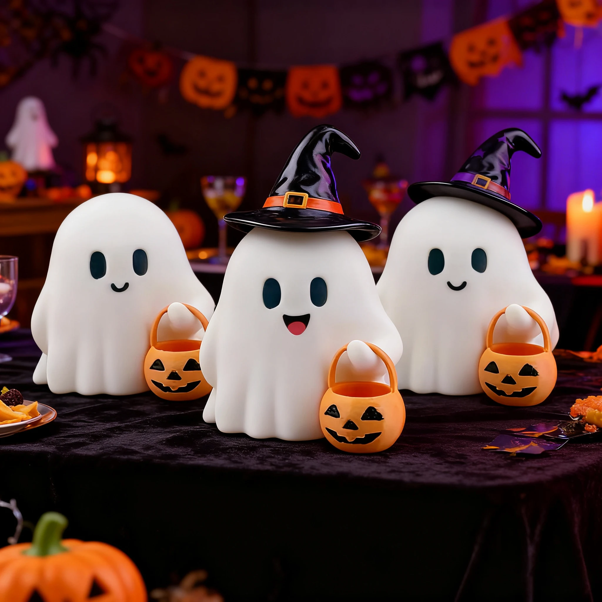 

6pcs Mini Cute Ghost Halloween Micro Landscape Garden Decoration Model Creative Home Luminous Resin Pumpkin Crafts Statue Gift