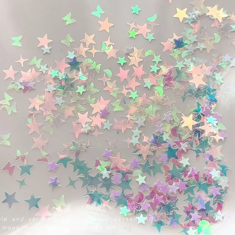 

Ultrathin Glitter Powder Sequin Star Moon Butterfly Transparent AB Illusion Color Nail Art Accessories Decorations Manicure Tool